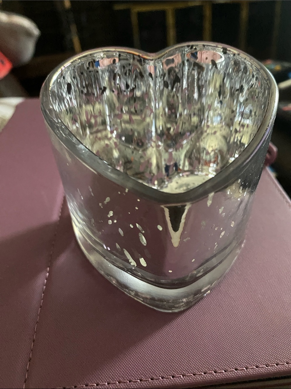 PartyLite Silver Heart Mercury Glass Votive
